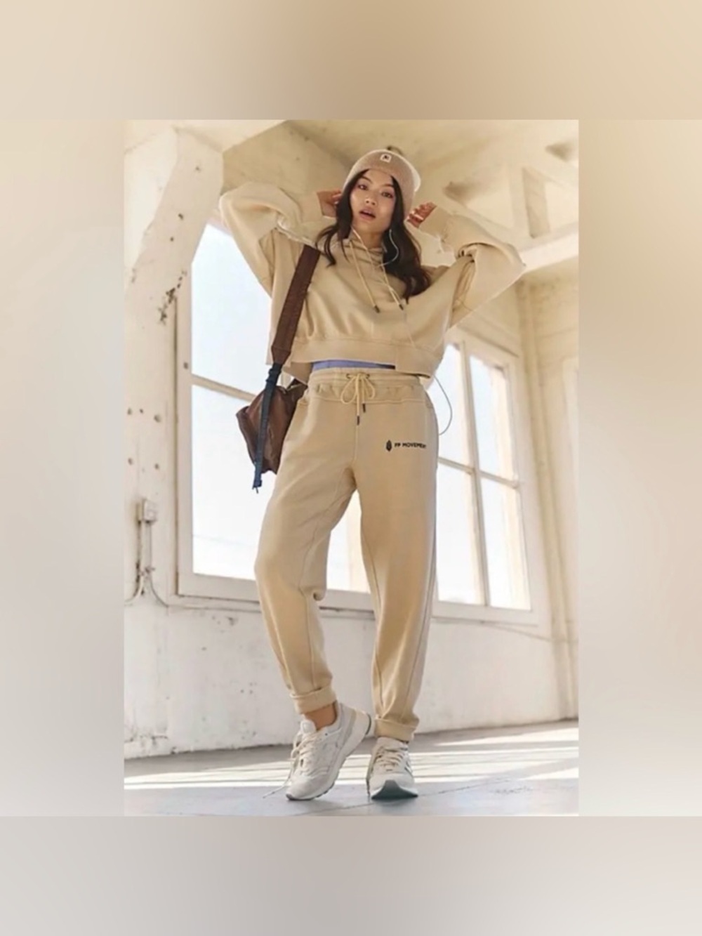 FP Movement by Free People Undefeated Set Hoodie & Joggers ~ Natural Tan